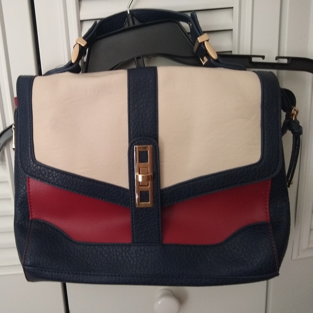 Vintage Suiteblanco Red Blue White Handbag Purse Expandable Sides